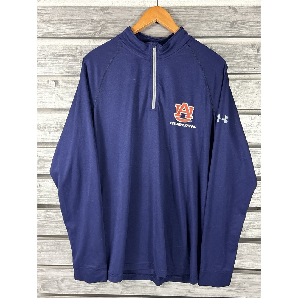 Auburn Tigers Under Armour Shirt Mens XL Blue 1/4 Zip Long Sleeve